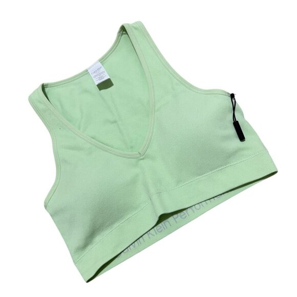 Calvin‎ Klein Performance Womens Size S Green Ribbed Sports Bra NWOT - Picture 3 of 7